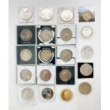 Collection of mostly 20/21st century commemorative coins to include two silver proof and fifteen