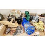 A quantity of assorted minerals, to include quartz, amethyst, cryolite, citrine, a pynite cube,