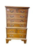 A 20th century small mahogany chest on chest, 47.5cm by 82cm by 30cm approx. Condition