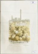 After David Gentleman (b. 1930) Chromolithograph print British Telecom Tower, signed and numbered