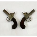 Pair of 19th century percussion cap muff pistols made by Clough and Sons of Bath (2)