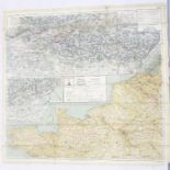 WWII RAF silk escape map, sheet 43A and 43B.  The Pyranees East  Central, France (North West),