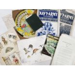 Quantity of pamphlets, guides, menus, books and assorted papers, of maritime and sporting