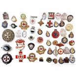 Collection of Silver Defence, Red Cross and St. John's Ambulance badges (1 box)