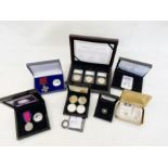 Collection of miniature gold coins (3) Replica Waterloo medal and silver coin, replica Victoria