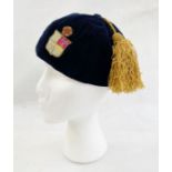 c1914-15 Emmanuel School first XVI cap, velvet with gold tassle