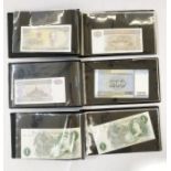 3 x bank collection books of mainly foreign notes and 6 British £1 notes of J. S. Forde