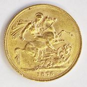 Victorian sovereign, Sydney mint 1876, scarcer date, Marsh 115