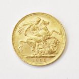 Gold sovereign 1908, Melbourne M on ground line
