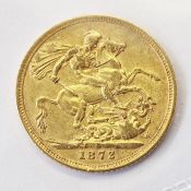 Victorian sovereign, Melbourne mint 1872, scarcer date, Marsh 94