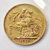 Victorian sovereign, Melbourne mint 1873, scarce date with only 752,199 minted, Marsh 95