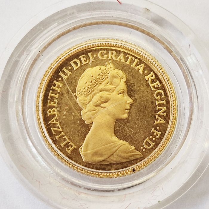 Gold proof half-sovereign 1980, coin is impaired, proof marks (fingers) on coin surface - Bild 2 aus 2