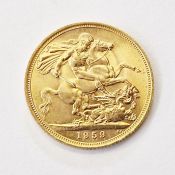 Gold sovereign 1959 Condition ReportVery light wear to the edges of the coin, vf