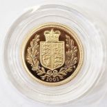 Gold proof half-sovereign 2002, no box or certificate