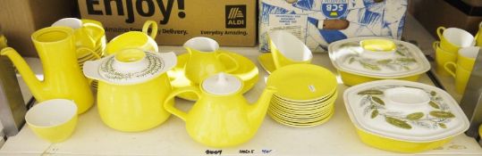 Poole pottery 'Twintone' yellow and white part dinner service to include lidded tureens, plates,