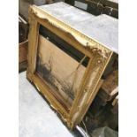 Gilt gesso and carved picture frame (some damage, possibly pieces missing, one piece loose) and a