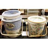 Two bedroom pails with drainers and lid, one by Wedgwood, the other Copeland (2)