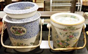 Two bedroom pails with drainers and lid, one by Wedgwood, the other Copeland (2)