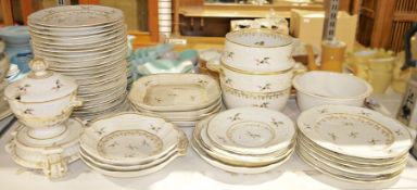 19th century Derby 'Duesbury' part dinner service to include lidded tureen, serving dishes, dinner