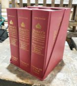 BURKE'S PEERAGE , 107th edition, three columes, red cloth with gilt titles in red fitted slip case