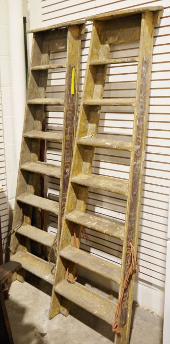 Two pairs of vintage wooden decorators stepladders, 200cm (2)
