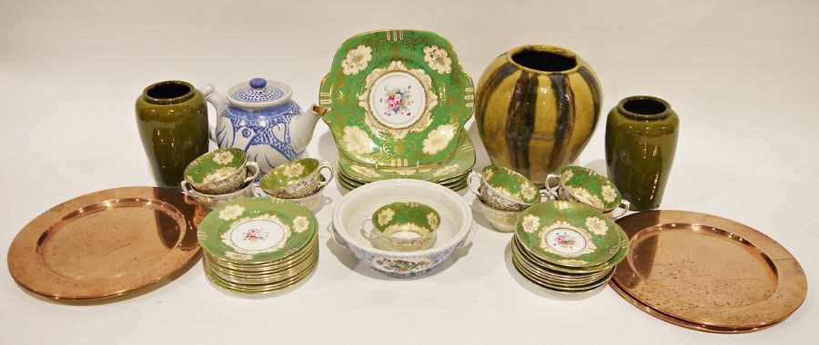 Crown Staffordshire part tea service to include cups and saucers, serving plates, a Waterford cut