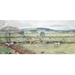 After Cecil Aldin Colour print  Beaufort or Hatherop hunts, pencil signature framed within the mount