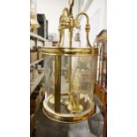 Two brass ceiling lights and one further metal ring and rope bound ceiling light (3) Please note BHS