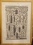 Aboriginal style print and a old reproduction map of Paris (2)