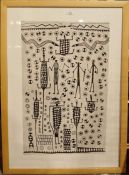 Aboriginal style print and a old reproduction map of Paris (2)