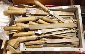 Large collection of tools to include clamps, chisels, saws, hammers, axes, micrometer, verdict