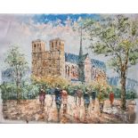 J Bardot Oil on canvas Notre Dame, signed lower right, 43cm x 55cm  Dani(?)  Watercolour