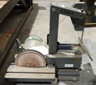 Vintage JS Pro-AM Tools belt grinder and five grinding belts  Please note: Plug and lead cut.