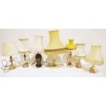 Pair of modern brass table lamps with Corinthian columns and further assorted table lamps (7)