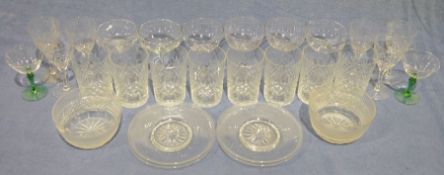 Quantity of cut glassware and other glassware to include wine glasses, tumblers, a Waterford cut
