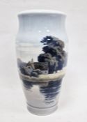 Royal Copenhagen oviform vase, 20th century, printed blue wave and green marks, pattern no 2383/