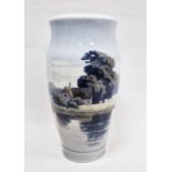 Royal Copenhagen oviform vase, 20th century, printed blue wave and green marks, pattern no 2383/