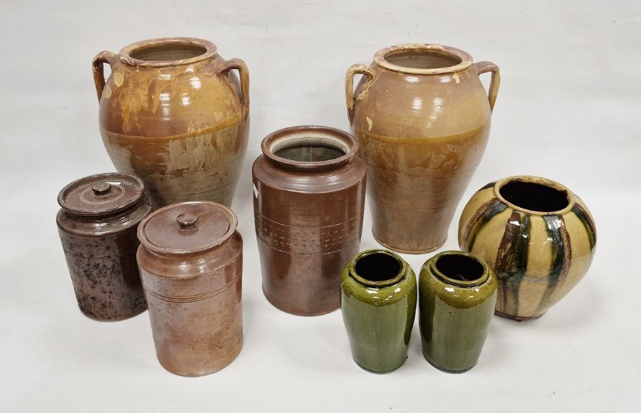 Group of stoneware storage jars and vases, 19th century and later, including two two-handled amphora - Image 4 of 4