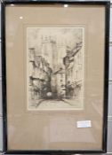 Etchings after F. Robson to include: Truro Cathedral, York Minister from Petergate, Castle Garth and