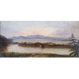 19th century school Oil on card Moorland scene at sunset, unsigned, 12cm x 26cm