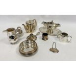 Quantity of plated ware to include teapot, sugar bowl, dishes, etc (1 box)
