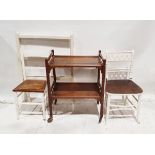 Oak two-tier tea trolley together with a white painted fold out clothes airer and two white