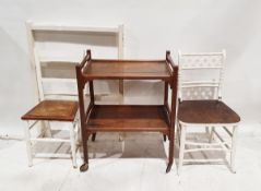Oak two-tier tea trolley together with a white painted fold out clothes airer and two white
