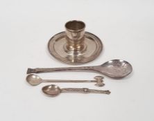 Tiffany & Co silver candlestick holder on a circular base, 2ozt approx. and three assorted silver