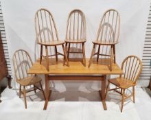 Four Ercol-style stickback chairs and one other (5)