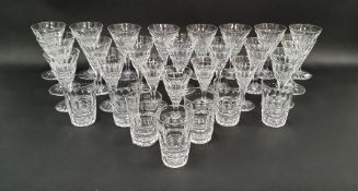 Edinburgh crystal cut glass part table service, etched marks, cut with bands of lenses in concentric