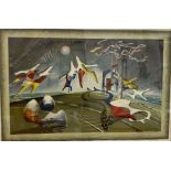 After John Tunnard (1900-1971) Lithograph 'Holiday', signed and dated lower right corner, framed and