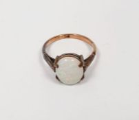 9ct gold, oval opal and cabochon set ring, 2.5g total, in Donald Judd case