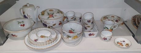 19th century Royal Worcester Evesham pattern part-dinner service, with printed black marks