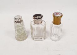 Victorian silver, tortoiseshell and pique work lidded and glass scent bottle, London 1873, maker C.